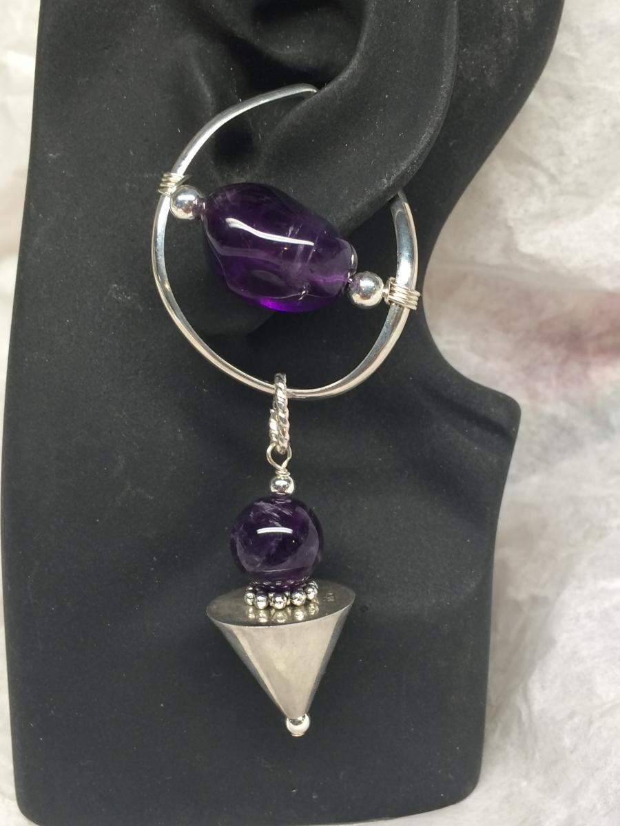 pointed silver disc dangle picture
