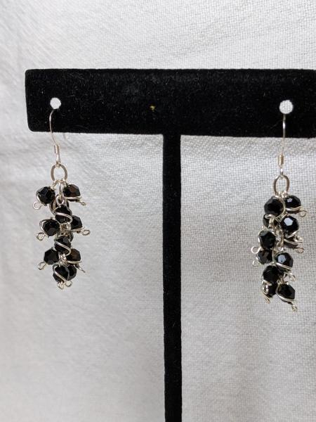 Black Round Swarovski Crystal Earrings picture