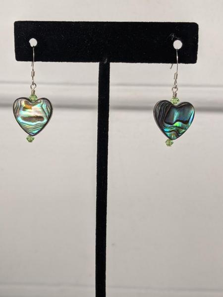 Mother-of-Pearl Heart Earrings (green) picture