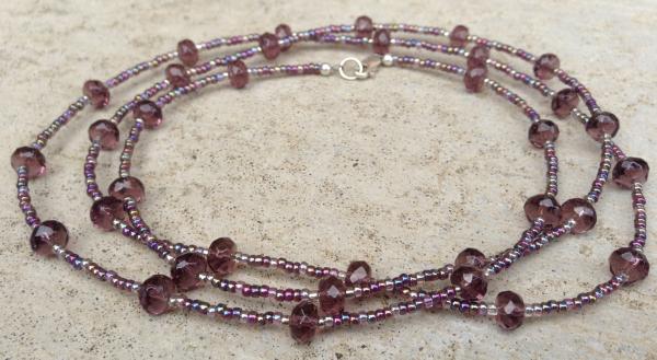 Faceted Purple Disc Glass Bead Necklace