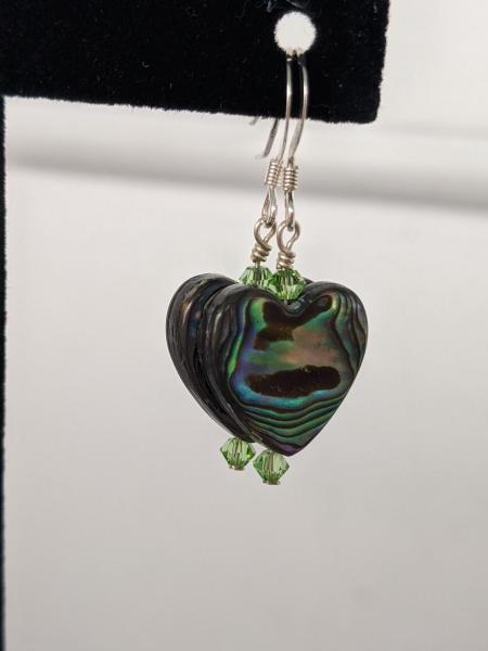 Mother-of-Pearl Heart Earrings (green) picture