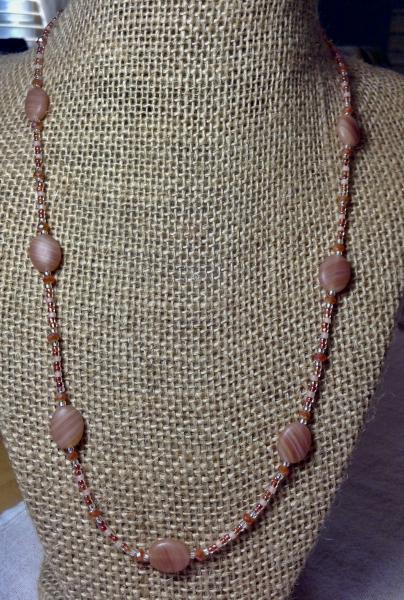 Orange Oval Glass Bead Necklace picture