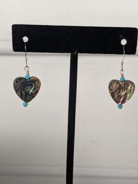 Mother-of-Pearl Heart Earrings (turquoise) picture