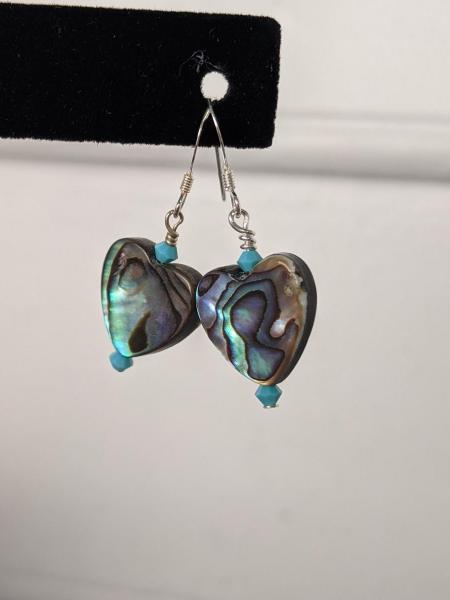 Mother-of-Pearl Heart Earrings (turquoise) picture