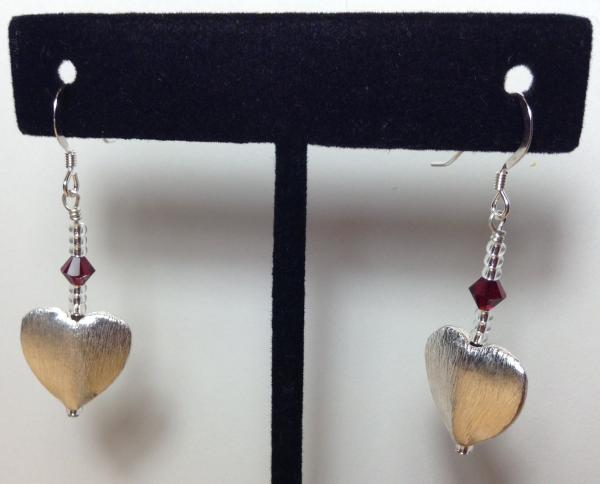 Brushed Silver Heart Earrings