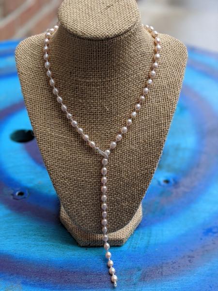 Pearl Y-necklace (light pink and silver beads) picture