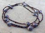 Swirly Black Glass Bead Necklace