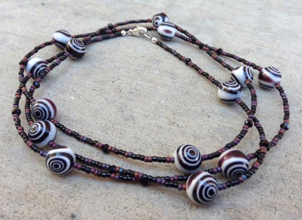 Swirly Black Glass Bead Necklace