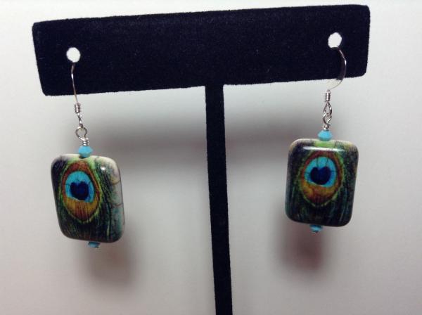 Rectangular Peacock Earrings