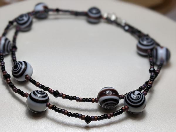 Swirly Black Glass Bead Necklace