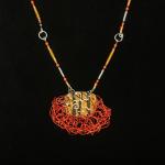 Crochet Orange Frill Necklace