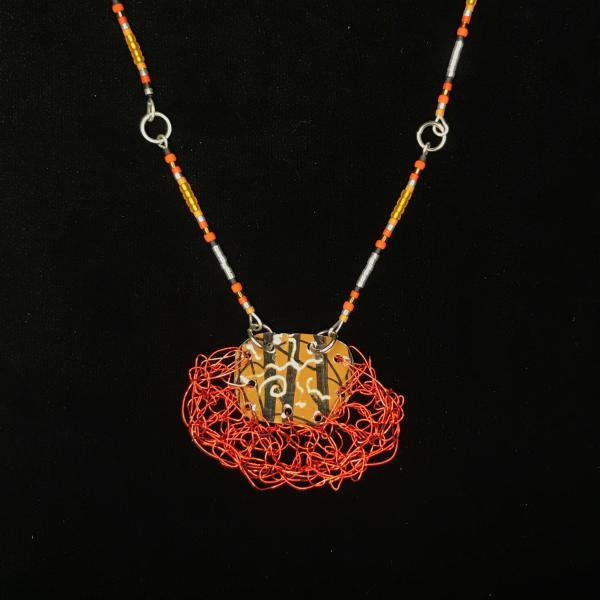 Crochet Orange Frill Necklace picture