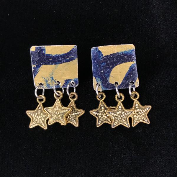 Blue Gold Star Earrings
