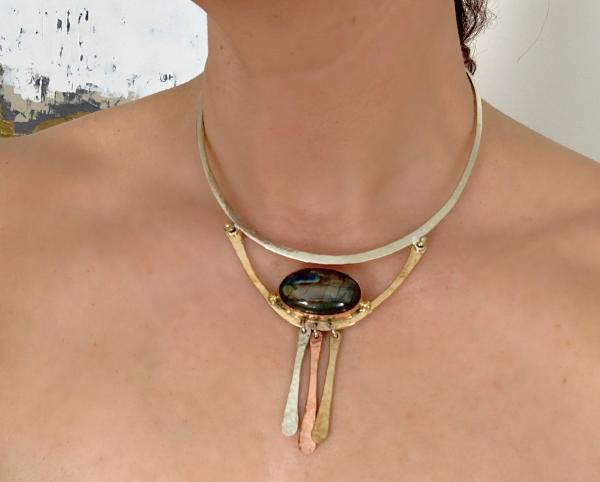 Necklace with large labradorite stone picture