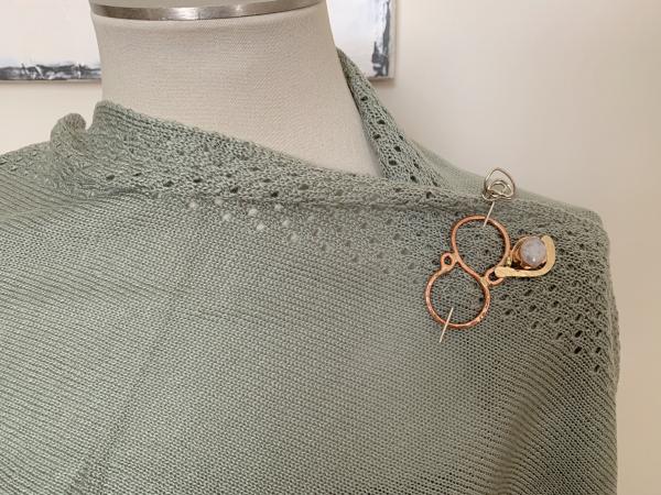 Scarf pin, mixed metals with moon stone picture