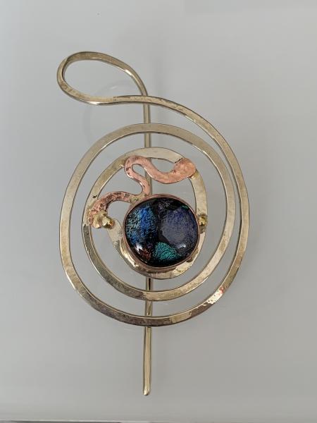 Scarf/Hair Pin with dichroic glass picture