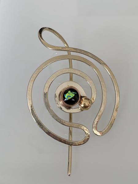 Scarf/Hair Pin with dichroic glass