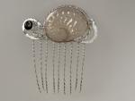 Hair comb, silver plated with natural shell and vintage crystal