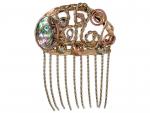 Hair comb, mixed metals with natural abalone