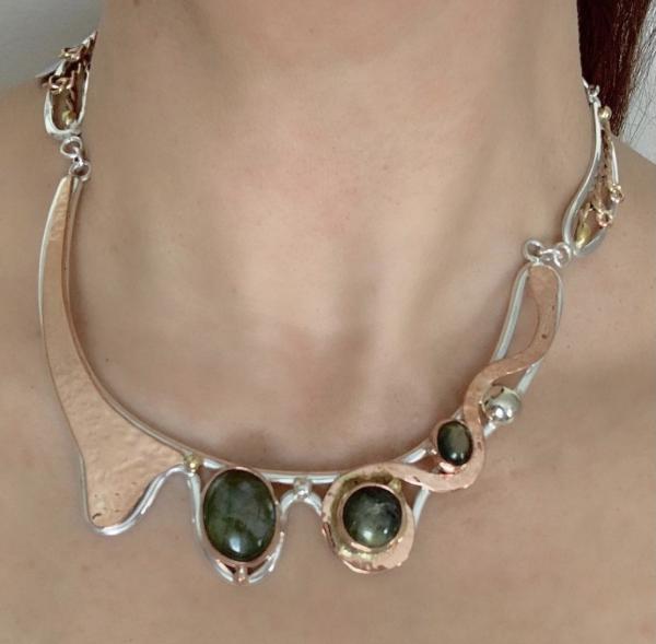 Necklace mixed metals with labradorite stone picture