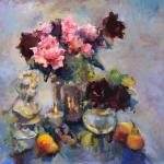Peonies and Pears - 30" x 30" - oil on linen