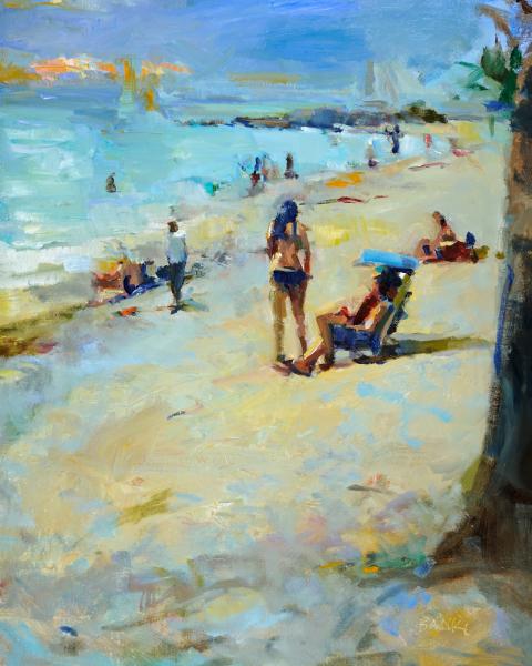 Beauty and the Beach - 20" x 16" - oil on linen-lined panel picture