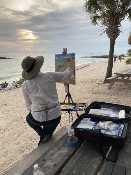 Beauty and the Beach - 20" x 16" - oil on linen-lined panel picture