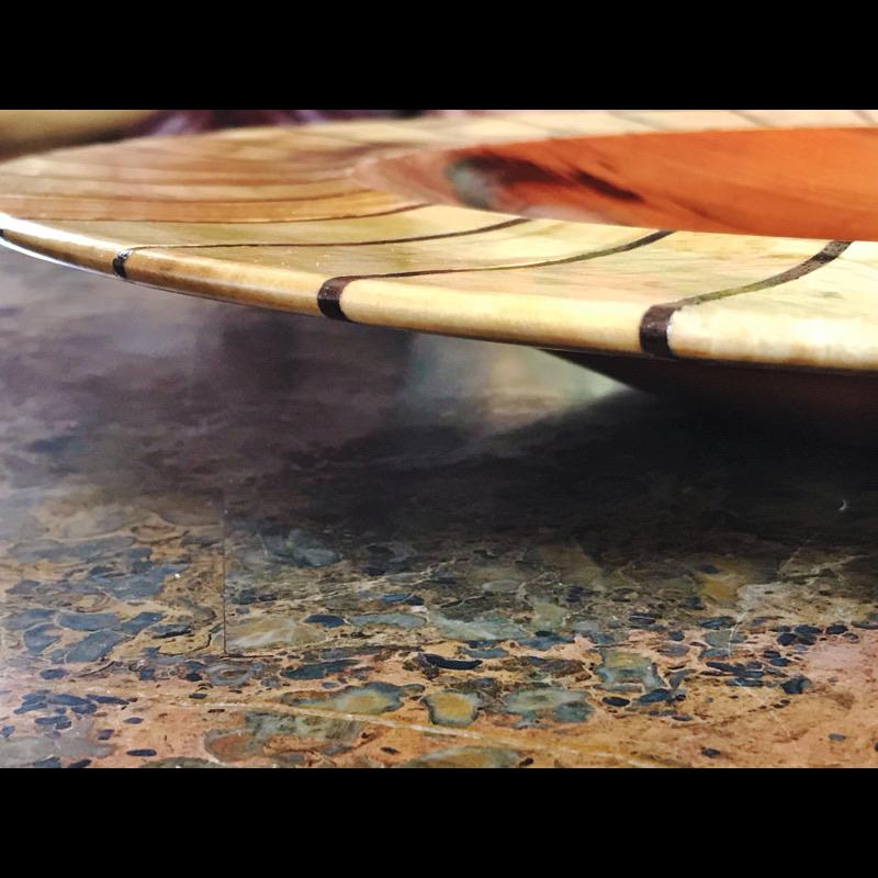 Apricot Bowl with Spalted Maple and Walnut Rim picture