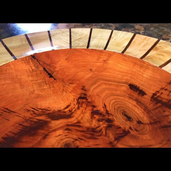 Apricot Bowl with Spalted Maple and Walnut Rim picture