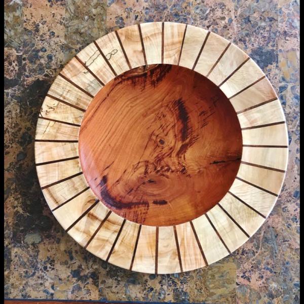 Apricot Bowl with Spalted Maple and Walnut Rim