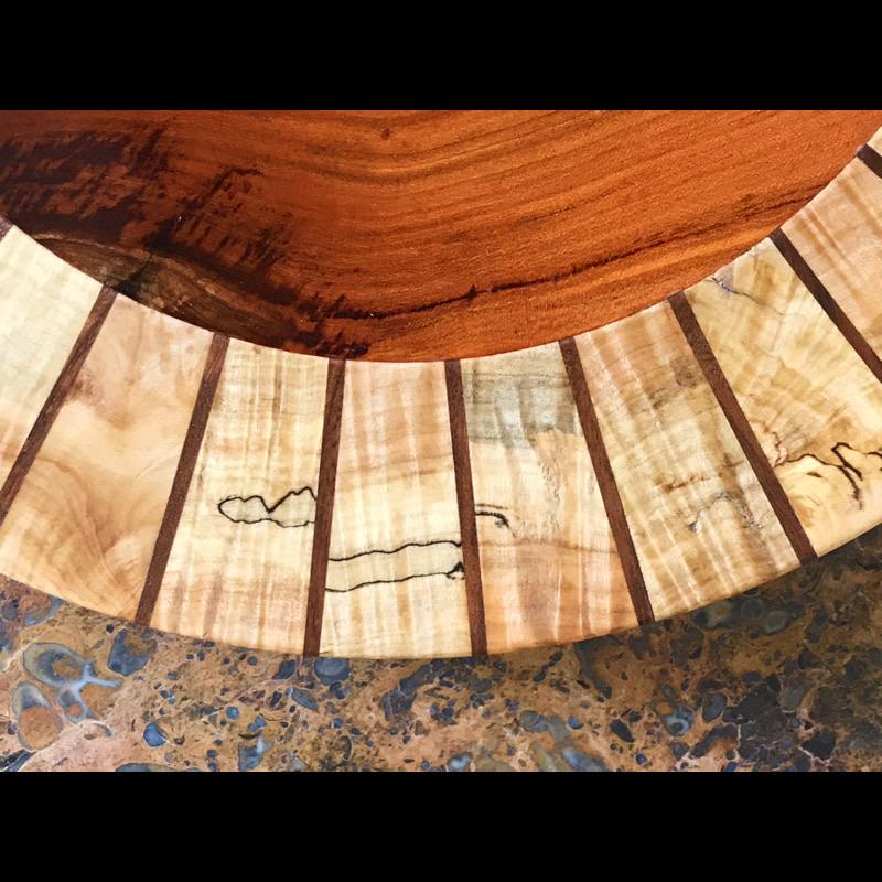 Apricot Bowl with Spalted Maple and Walnut Rim picture