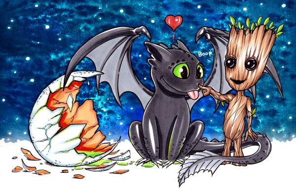 Toothless and Groot picture