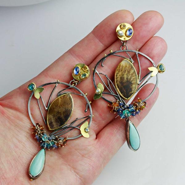 Dendrites, Graceful Vines and Turquoise Earrings picture