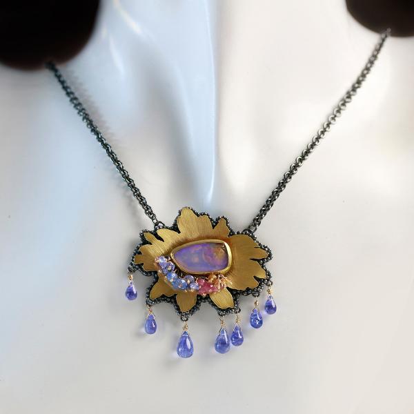 Boulder Opal Daisy with Tanzanite Drops picture