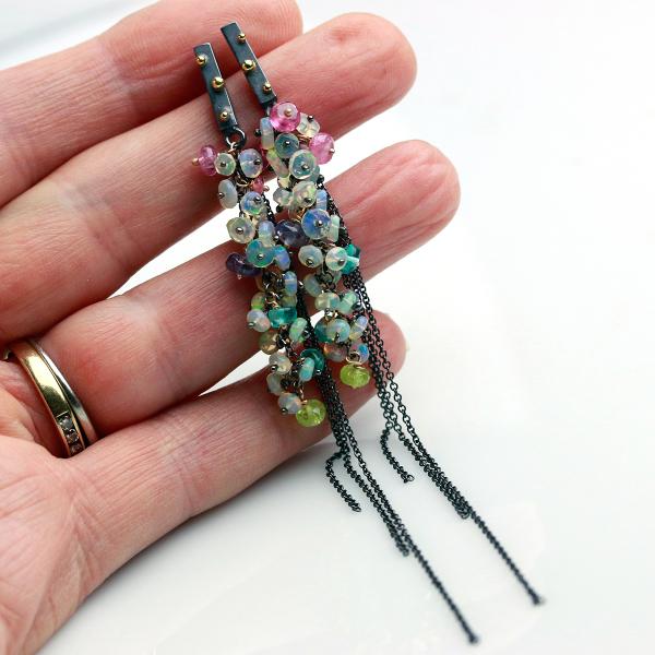 So Long, So Wispy... Opal and Bright Gem Cascade Earrings picture