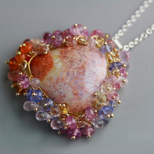 Pastel Fossil Coral Fringed Pendant picture