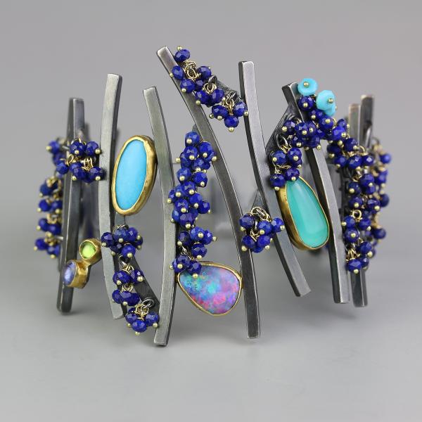 Sticks and Stones Cuff- Opals, Turquoise and Lapis. picture