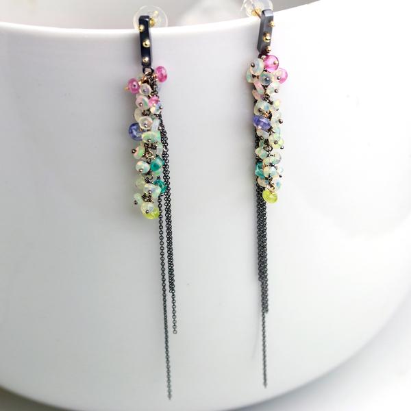 So Long, So Wispy... Opal and Bright Gem Cascade Earrings picture