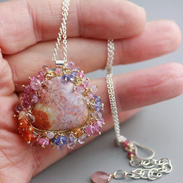 Pastel Fossil Coral Fringed Pendant picture