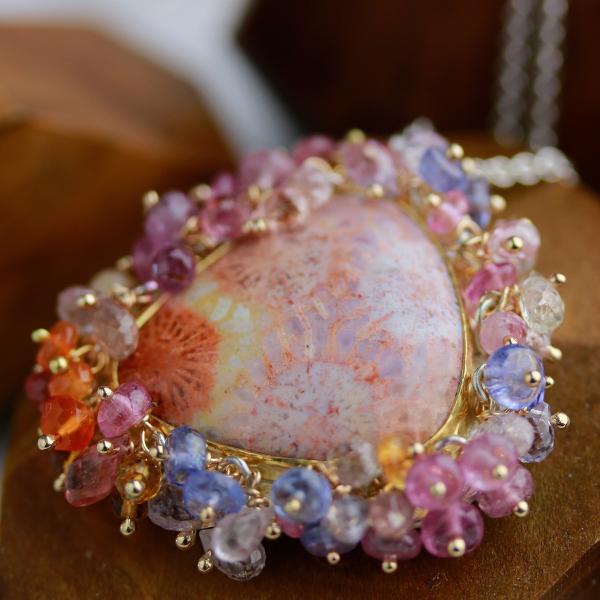 Pastel Fossil Coral Fringed Pendant picture