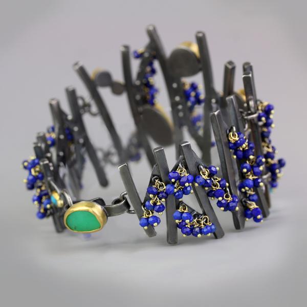 Sticks and Stones Cuff- Opals, Turquoise and Lapis. picture
