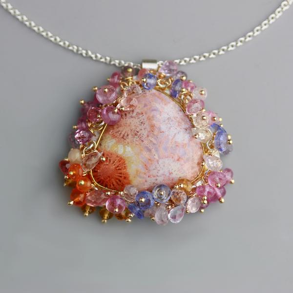 Pastel Fossil Coral Fringed Pendant picture