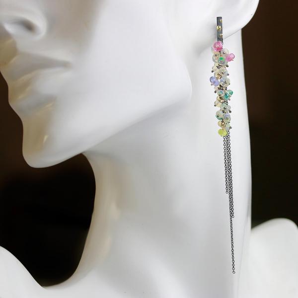 So Long, So Wispy... Opal and Bright Gem Cascade Earrings picture