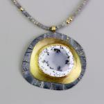 Dendritic Opal Necklace with Labradorite and Gold Forest Details