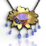 Boulder Opal Daisy with Tanzanite Drops