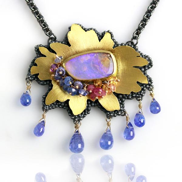 Boulder Opal Daisy with Tanzanite Drops picture