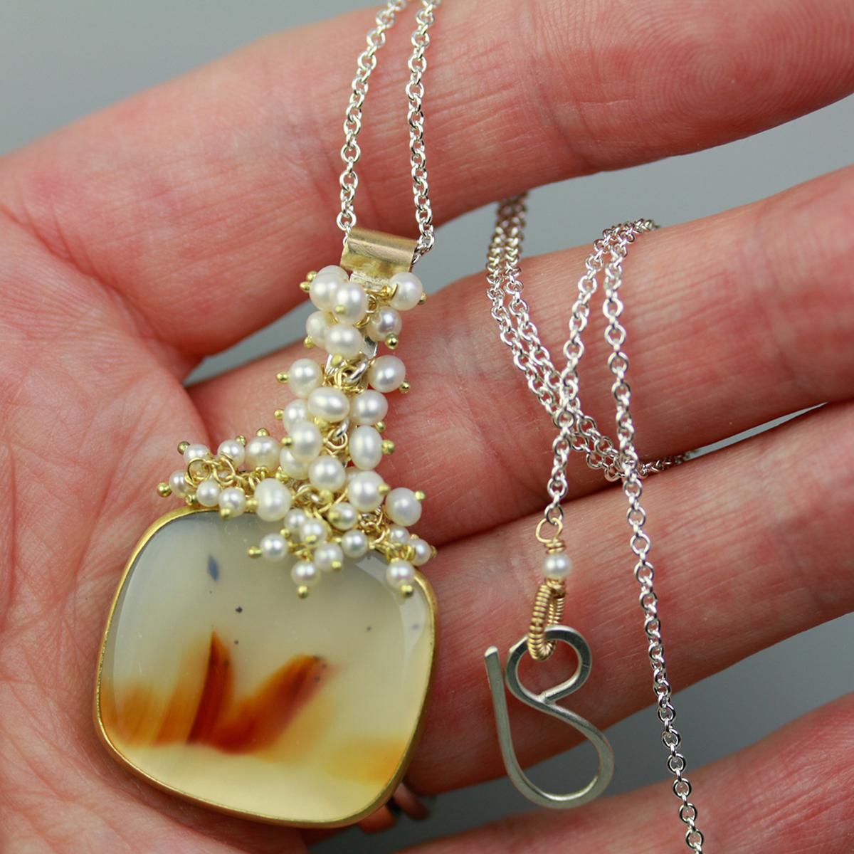 Montana Moss Agate and Draped Pearls picture