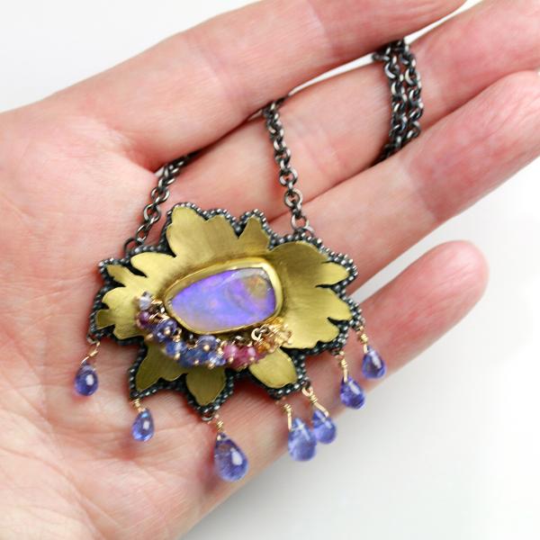 Boulder Opal Daisy with Tanzanite Drops picture