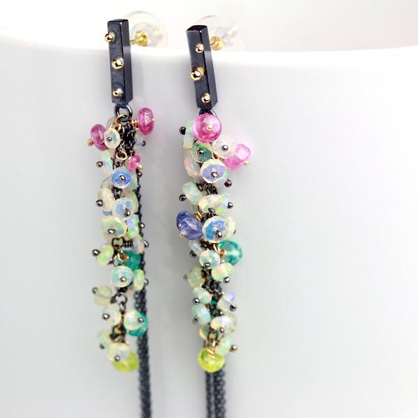 So Long, So Wispy... Opal and Bright Gem Cascade Earrings picture