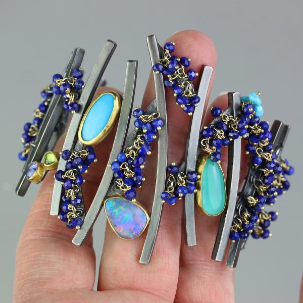 Sticks and Stones Cuff- Opals, Turquoise and Lapis. picture